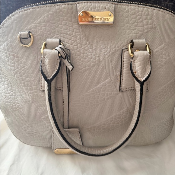 Burberry Handbags - Burberry Cream Textured Leather Satchel